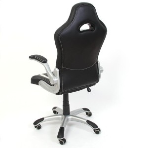 Silla de oficina LAS VEGAS con respaldo, en piel negro/gris