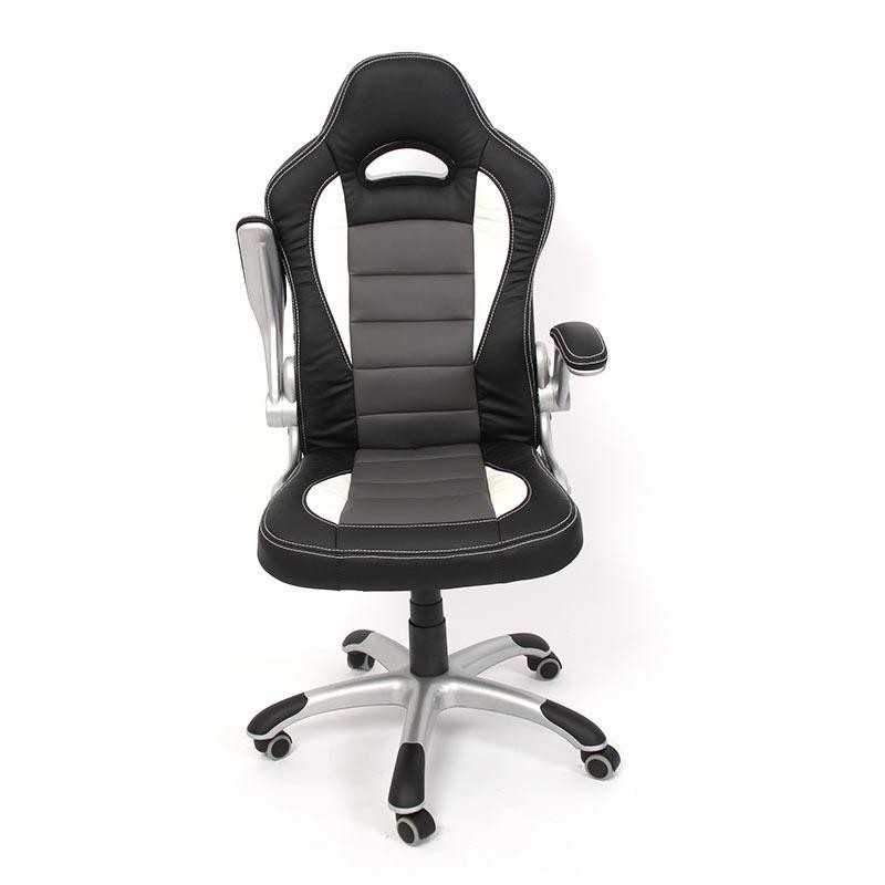 Silla de oficina LAS VEGAS con respaldo, en piel negro/gris