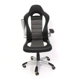 Silla de oficina LAS VEGAS con respaldo, en piel negro/gris