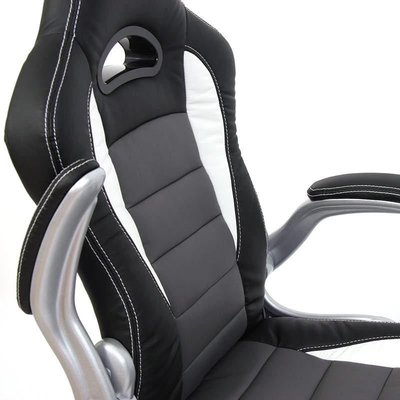 Silla de oficina LAS VEGAS con respaldo, en piel negro/gris