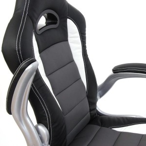 Silla de oficina LAS VEGAS con respaldo, en piel negro/gris