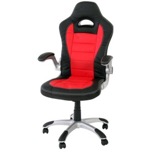 Silla de oficina LAS VEGAS con respaldo, en piel negro/gris