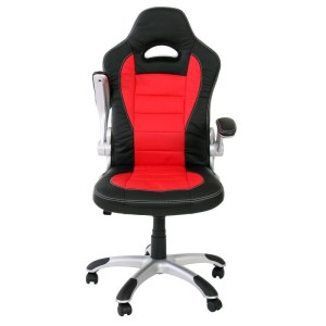 Silla de oficina LAS VEGAS con respaldo, en piel negro/gris