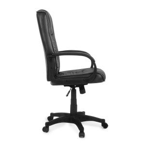 Silla de oficina GUAZA, en piel negra acolchada, basculante