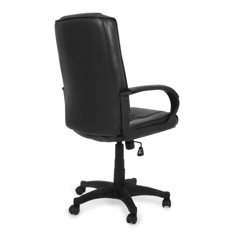 Silla de oficina GUAZA, en piel negra acolchada, basculante