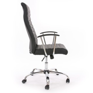 Sillón ARUCAS acolchado en piel, negro, estructura metálica 2
