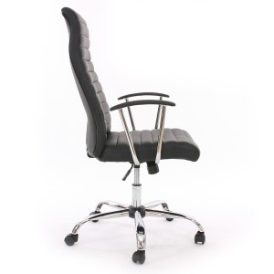 Sillón ARUCAS acolchado en piel, negro, estructura metálica