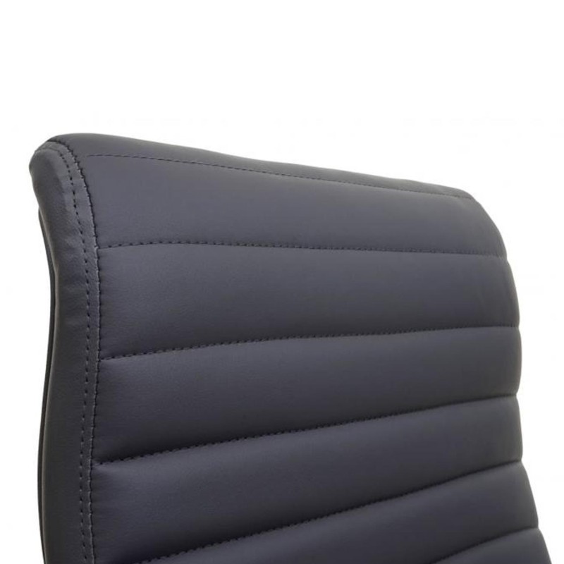 Sillón ARUCAS acolchado en piel, negro, estructura metálica