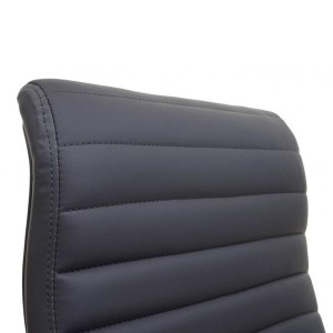 Sillón ARUCAS acolchado en piel, negro, estructura metálica