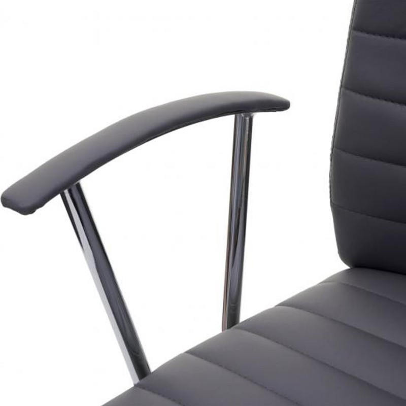 Sillón ARUCAS acolchado en piel, negro, estructura metálica