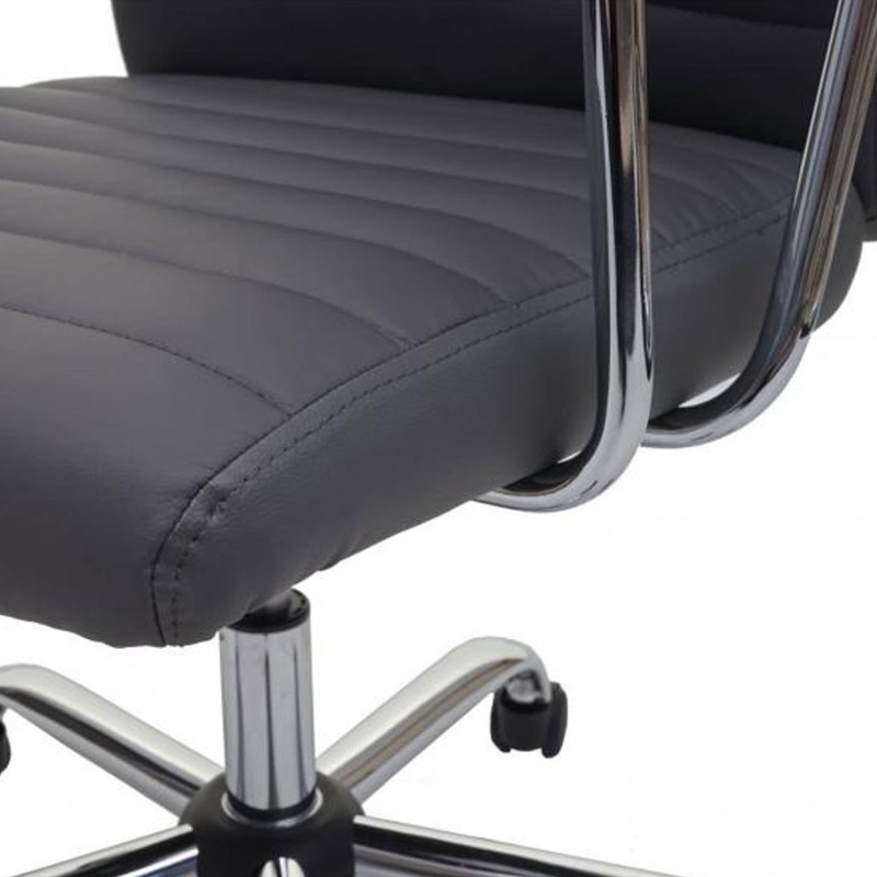 Sillón ARUCAS acolchado en piel, negro, estructura metálica