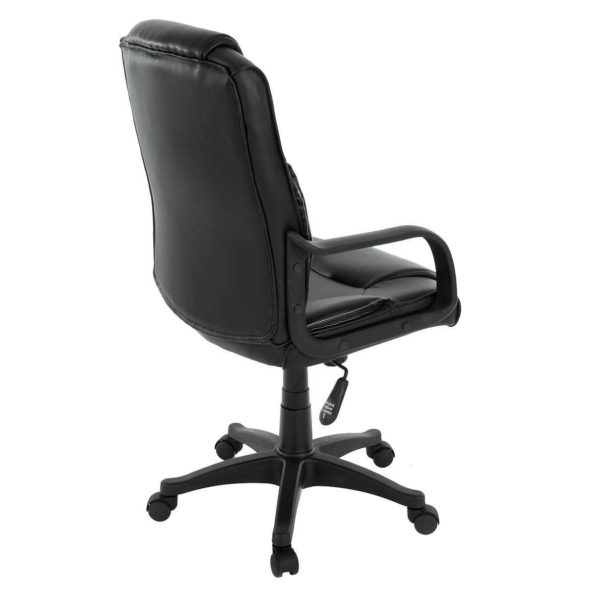 Silla de Despacho CONIL, en Piel, Mecanismo Basculante y gran acolchado, color negro
