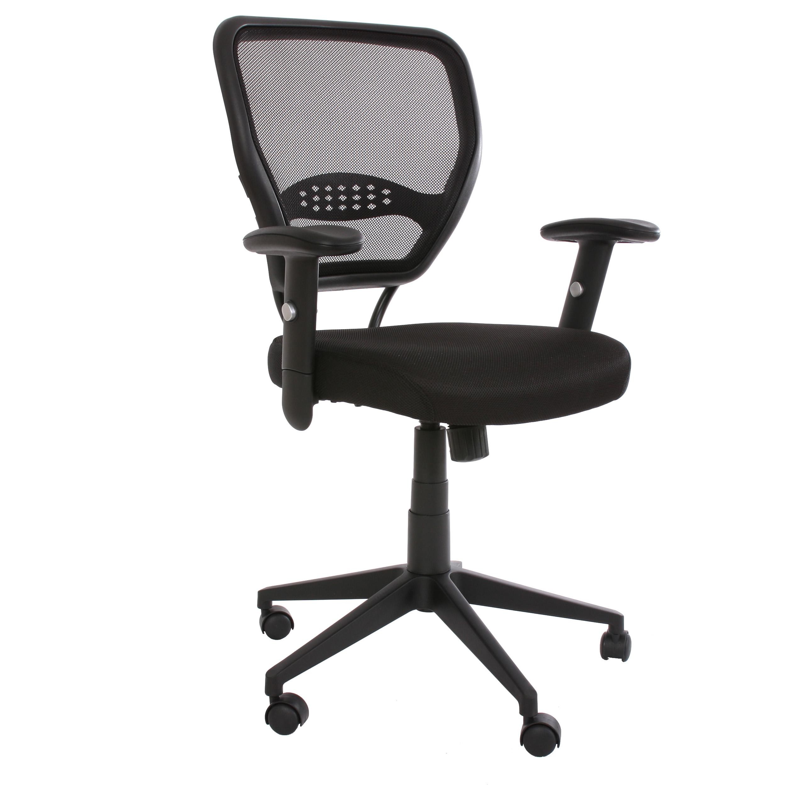 Silla de Oficina XXL TENOYA, Asiento Acolchado, Respaldo en malla, Color Negro