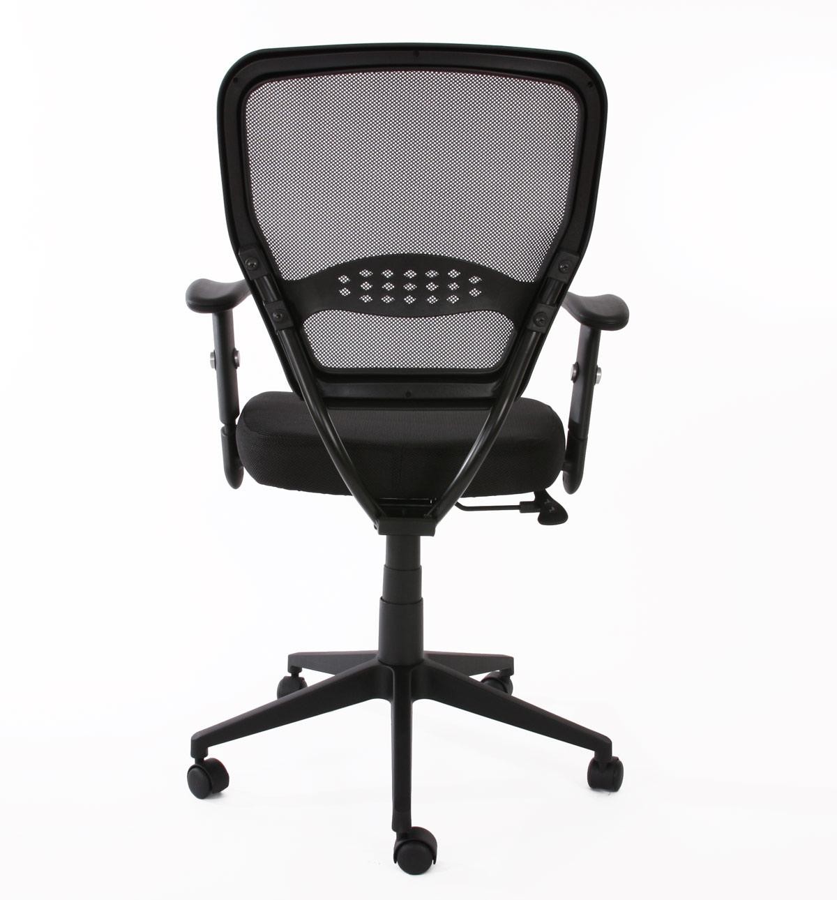 Silla de Oficina XXL TENOYA, Asiento Acolchado, Respaldo en malla, Color Negro