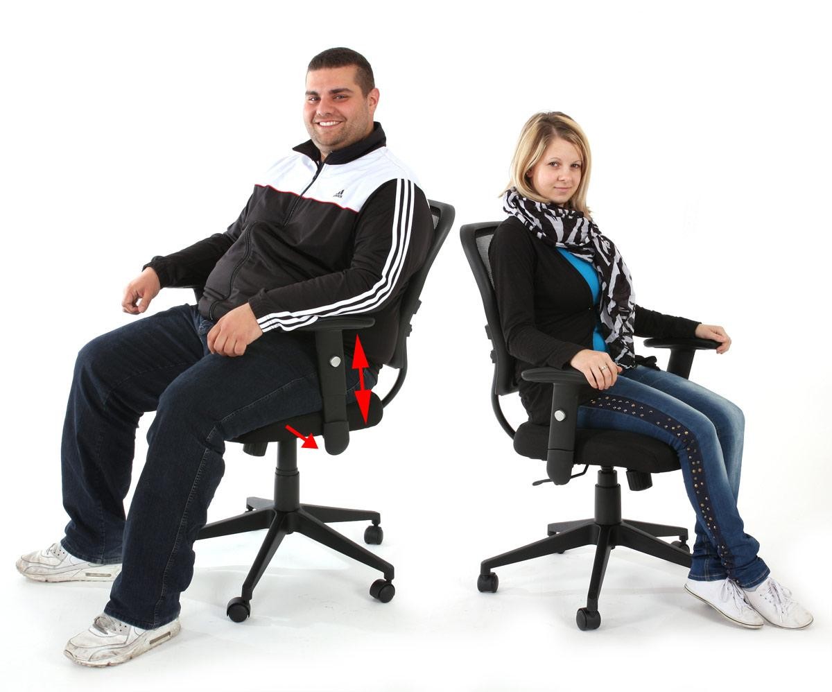Silla de Oficina XXL TENOYA, Asiento Acolchado, Respaldo en malla, Color Negro