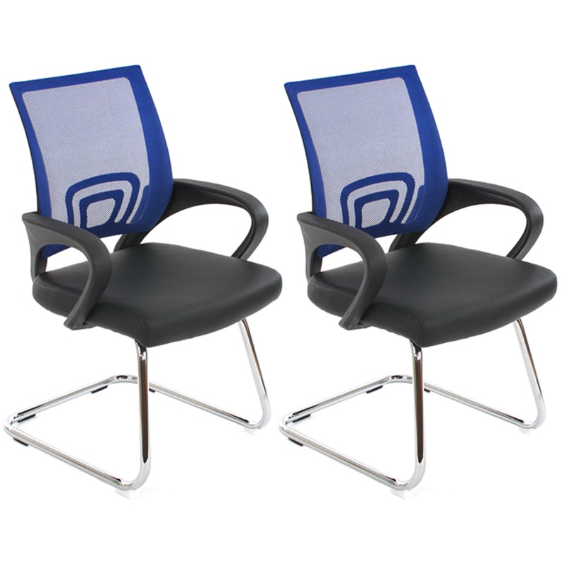 Lote 2 sillas confidente ergonómicas SEUL NET, malla/piel negro