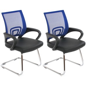 Lote 2 sillas confidente ergonómicas SEUL NET, malla/piel negro