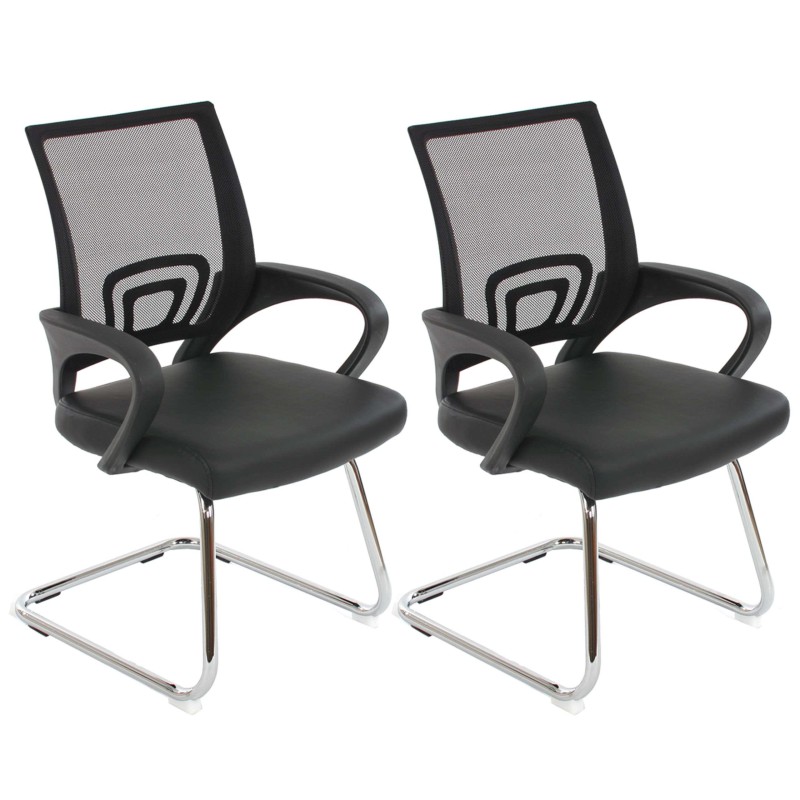 Lote 2 sillas confidente ergonómicas SEUL NET, malla/piel negro
