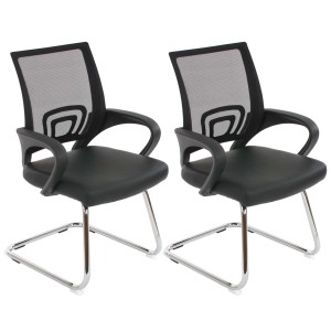 Lote 2 sillas confidente ergonómicas SEUL NET, malla/piel negro