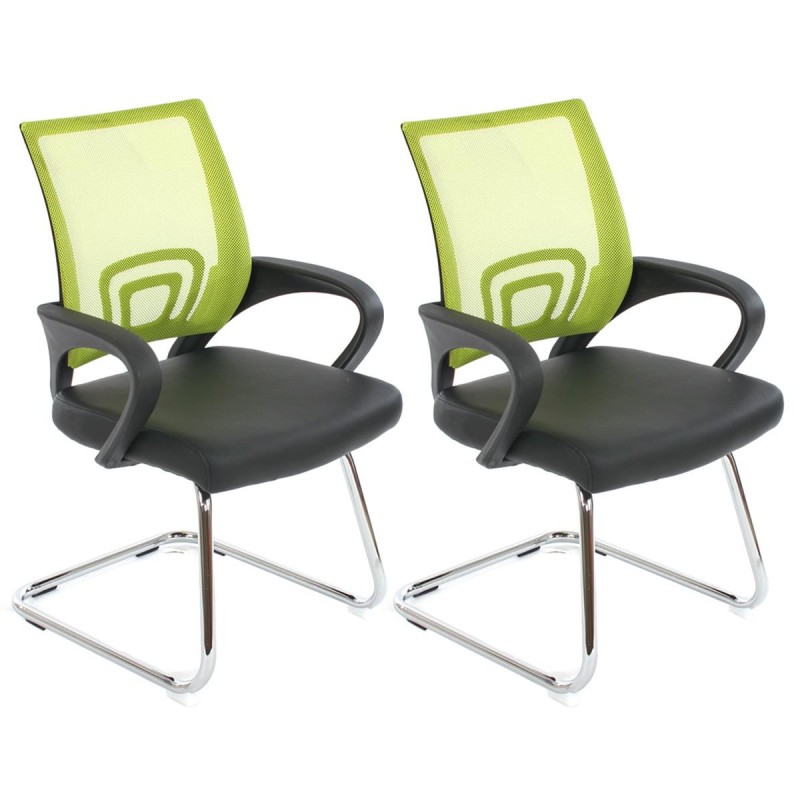 Lote 2 sillas confidente ergonómicas SEUL NET, malla/piel negro