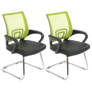 Lote 2 sillas confidente ergonómicas SEUL NET, malla/piel negro