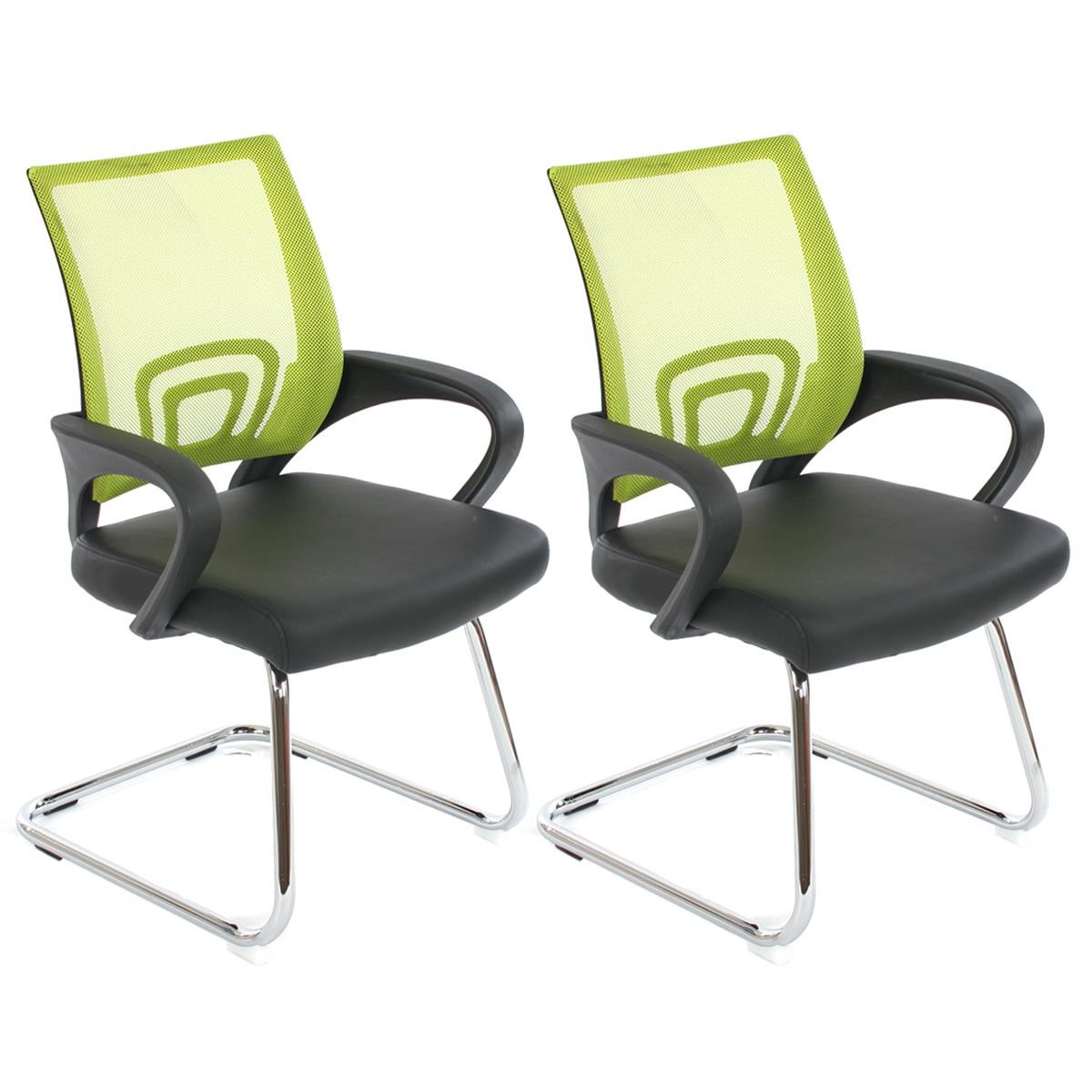 Lote 2 Sillas de Confidente Ergonómicas SEUL NET, muy comodas en Malla y Piel color Negro