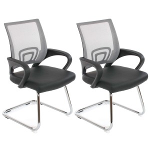 Lote 2 sillas confidente ergonómicas SEUL NET, malla/piel negro