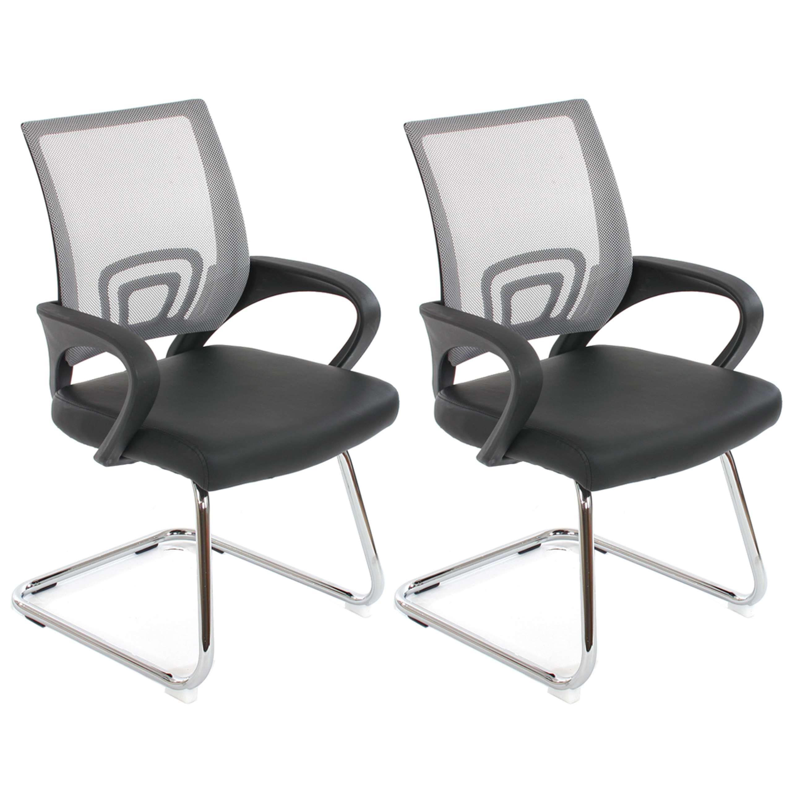 Lote 2 Sillas de Confidente Ergonómicas SEUL NET, muy comodas en Malla y Piel color Negro