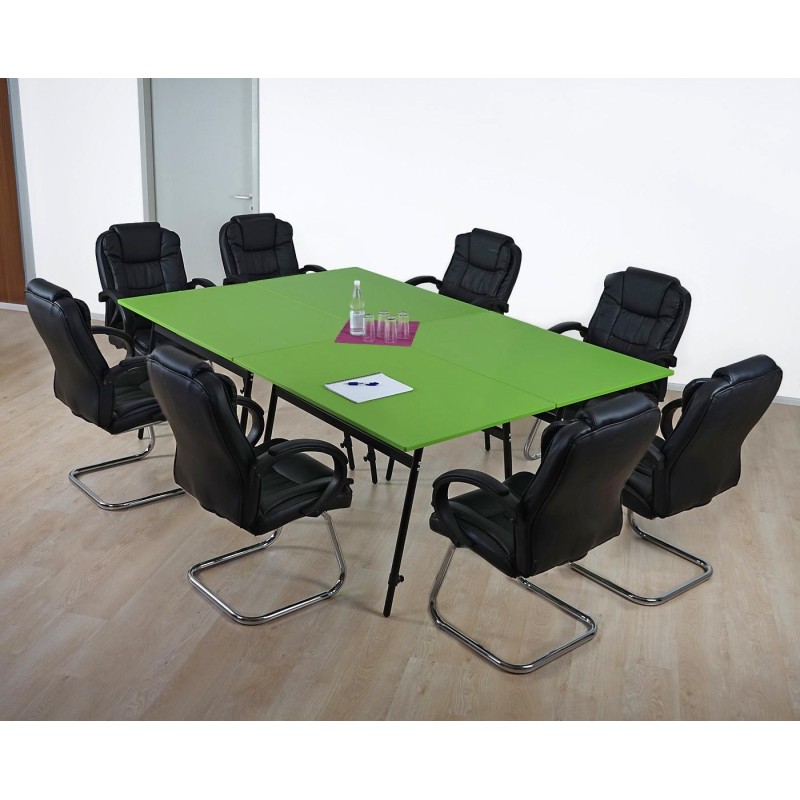 Mesa de reuniones ALBURI ajustable en acero, verde, 240x160cm