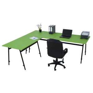 Mesa de reuniones ALBURI ajustable en acero, verde, 240x160cm