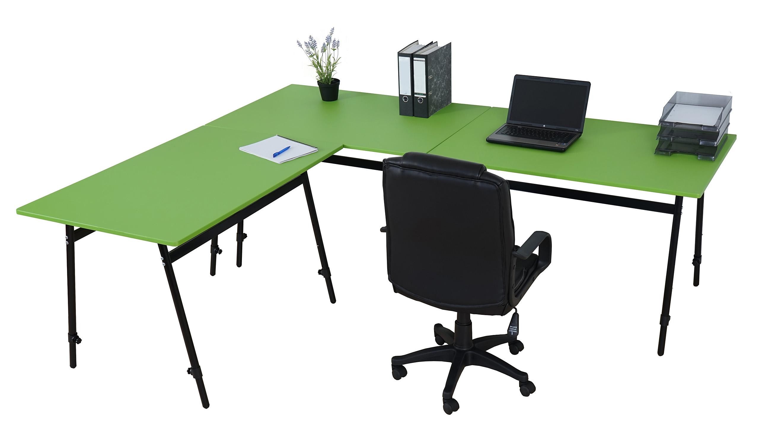 Mesa de Reuniones ALBURI, estructura en acero, altura ajustable, tamaño 240cm x 160cm, en verde