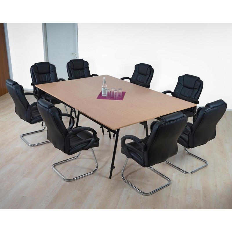 Mesa de reuniones ALBURI ajustable en acero, verde, 240x160cm