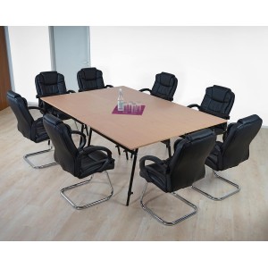 Mesa de reuniones ALBURI ajustable en acero, verde, 240x160cm