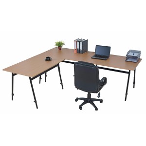 Mesa de reuniones ALBURI ajustable en acero, verde, 240x160cm