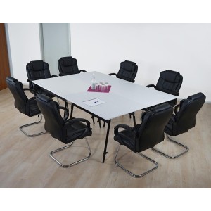 Mesa de reuniones ALBURI ajustable en acero, verde, 240x160cm