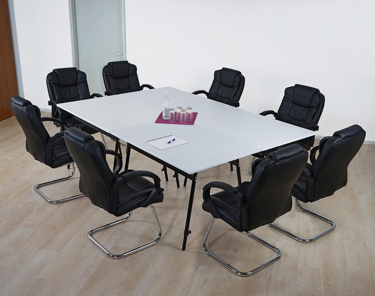 Mesa de Reuniones ALBURI, estructura en acero, altura ajustable, tamaño 240cm x 160cm, en verde