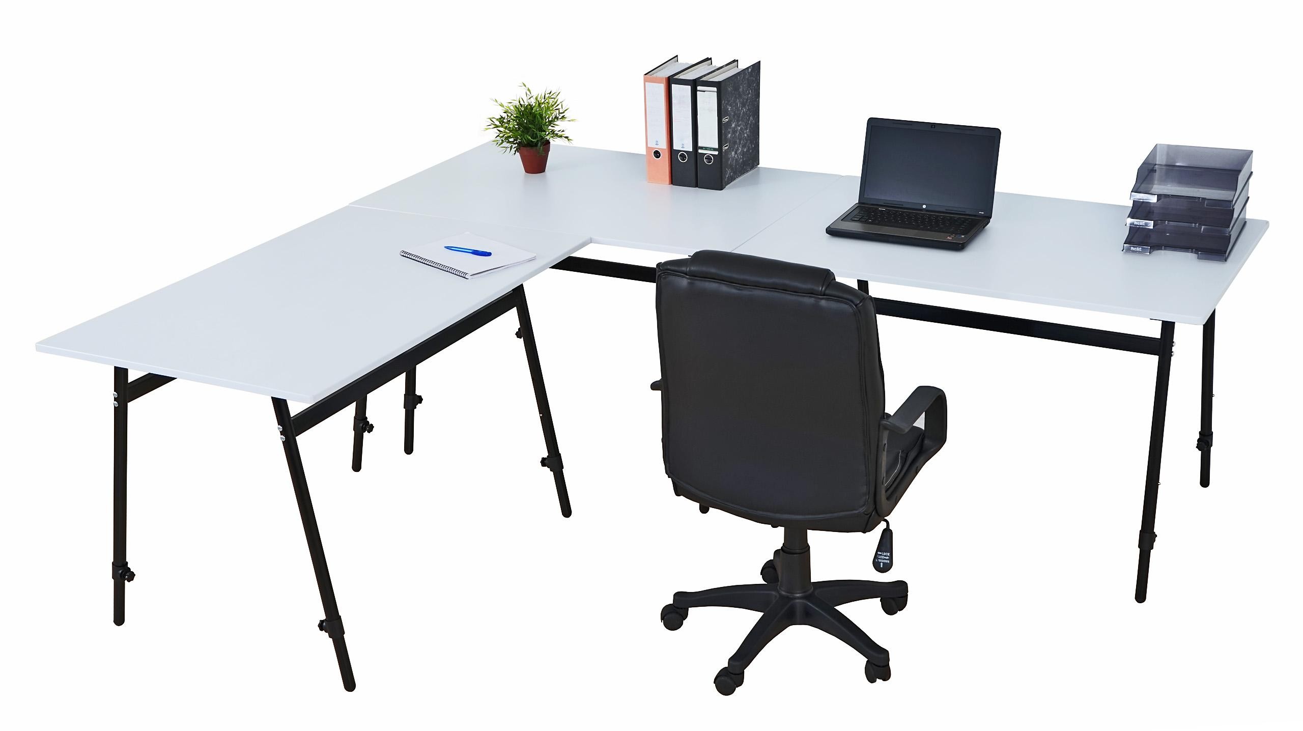 Mesa de Reuniones ALBURI, estructura en acero, altura ajustable, tamaño 240cm x 160cm, en verde