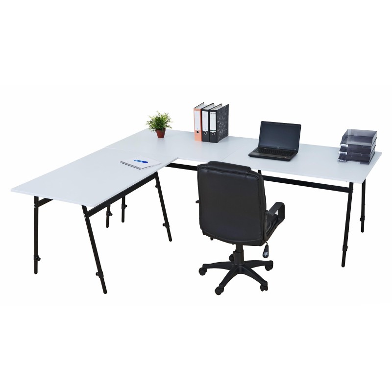Mesa de ordenador ALBURI ajustable en acero, color blanco