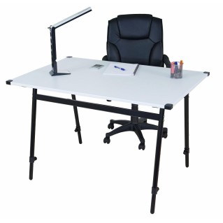 Mesa de ordenador ALBURI ajustable en acero, color blanco 2