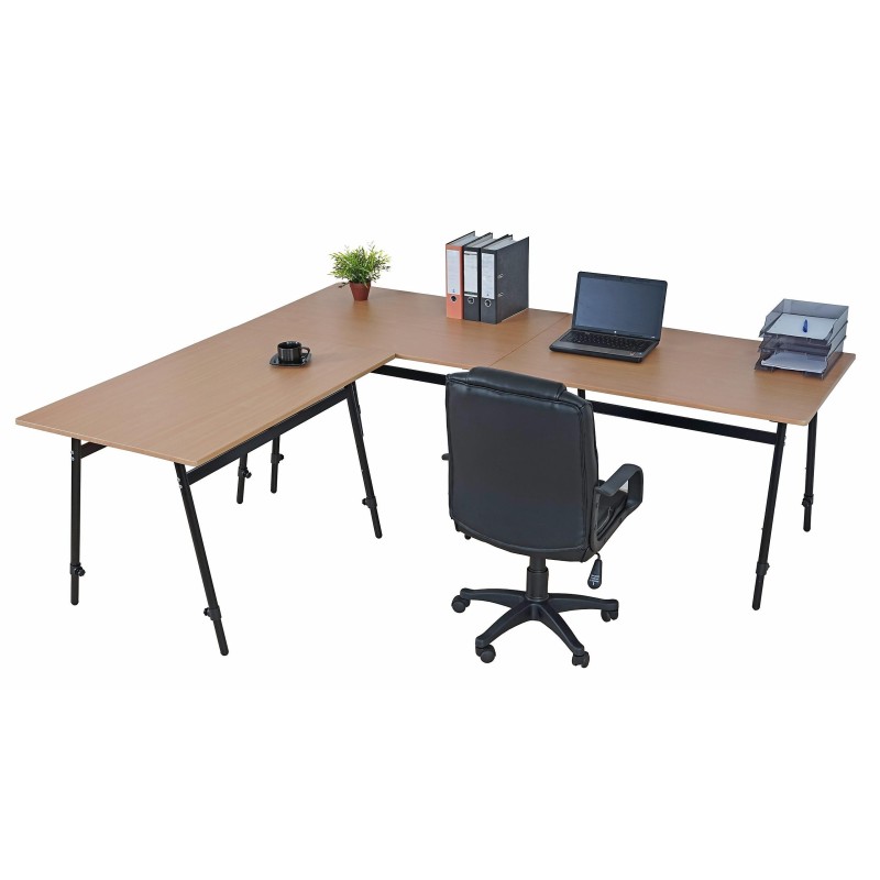 Mesa de ordenador ALBURI ajustable en acero, color blanco