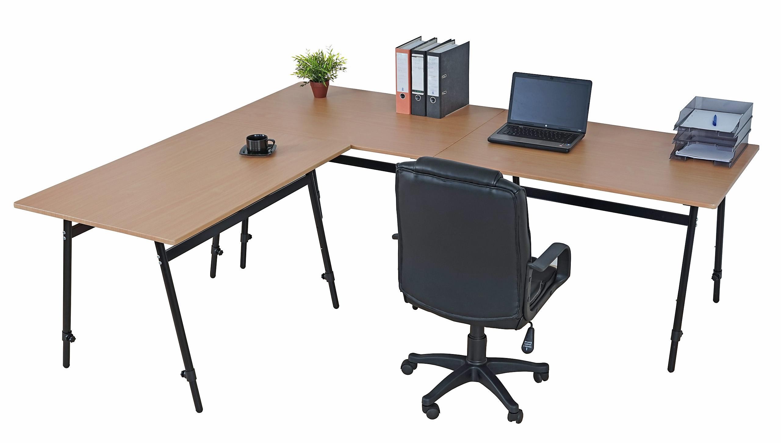 Mesa de Ordenador ALBURI, estructura en acero, altura ajustable, configurable, en Blanco