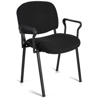 Silla de confidente MOBY BASE CON BRAZOS, patas negras y tela negro