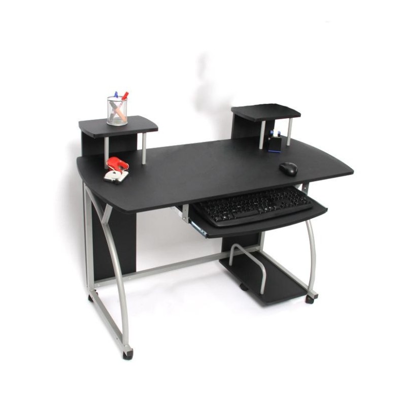 Mesa de ordenador OHIO PRO, bandeja teclado, negra, 115x55