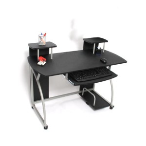 Mesa de ordenador OHIO PRO, bandeja teclado, negra, 115x55
