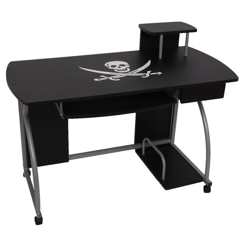 Mesa de ordenador OHIO PRO II, bandeja teclado, negro, 115x55