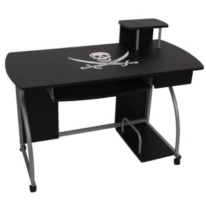 Mesa de ordenador OHIO PRO II, bandeja teclado, negro, 115x55