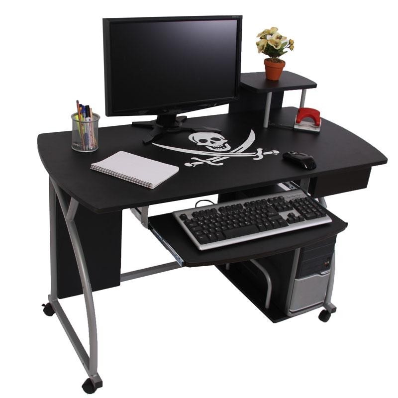 Mesa de ordenador OHIO PRO II, bandeja teclado, negro, 115x55