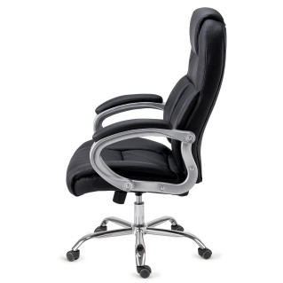 Sillón de oficina BOSTON, Gran acolchado, resistente hasta 150kg, base metálica, en negro 2