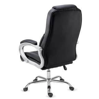 Sillón de oficina BOSTON, Gran acolchado, resistente hasta 150kg, base metálica, en negro 2