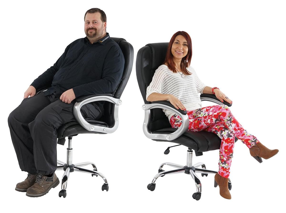 Sillón de oficina BOSTON, Gran acolchado, muy resistente hasta 150kg!!, Estructura en Acero, en negro